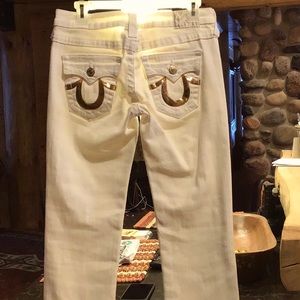 Authentic True Religion White And Gold Jean